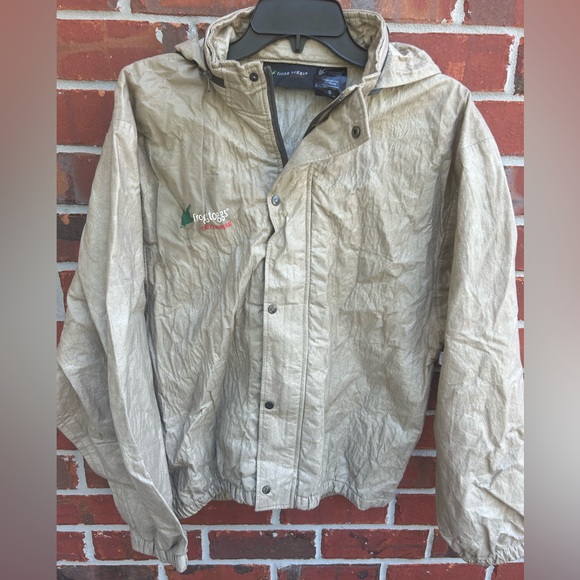 Frogg Toggs Outerwear Mens Beige Full Zip/Button Rain Jacket with Hood. Small - Picture 1 of 6
